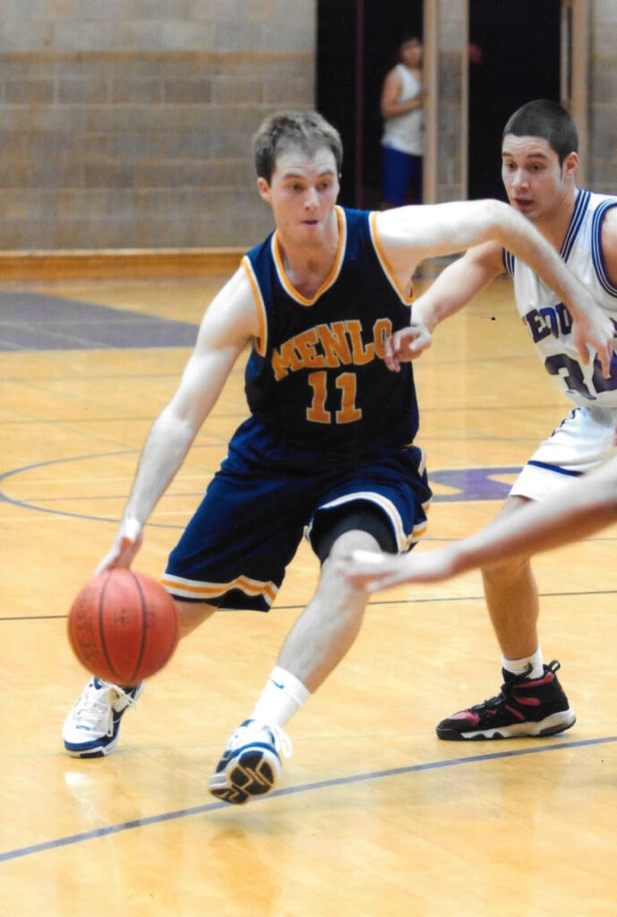 Michael playing as a senior on the Menlo School Varsity basketball team in 2008.